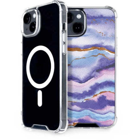Blue Violet Watercolor Geode iPhone 13 MagSafe Case