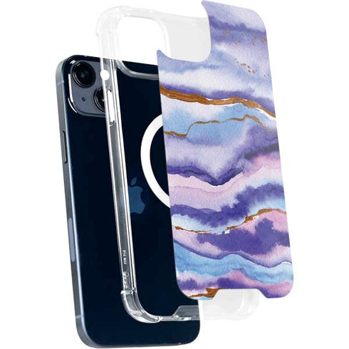 Blue Violet Watercolor Geode iPhone 13 MagSafe Case