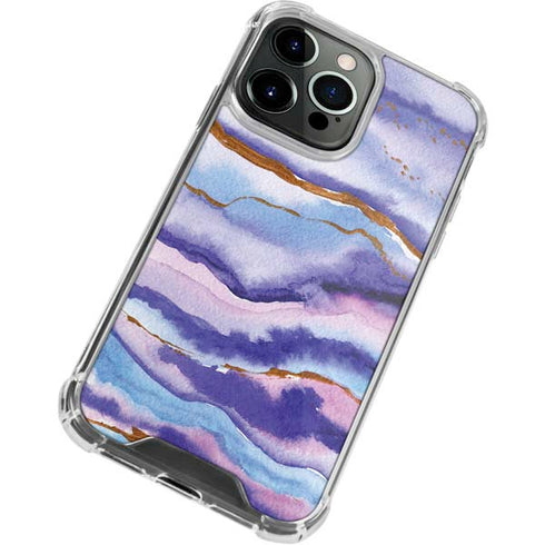 Blue Violet Watercolor Geode iPhone 13 Pro Clear Case