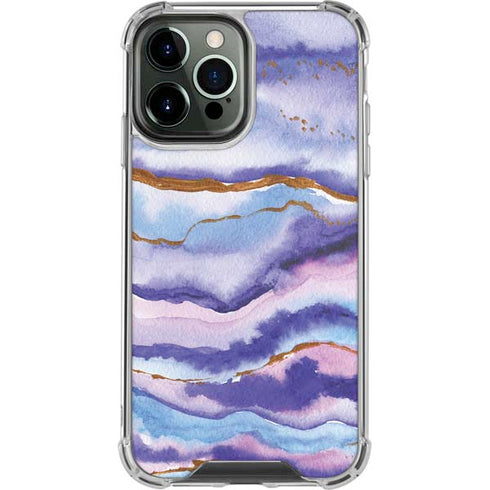 Blue Violet Watercolor Geode iPhone 13 Pro Max Clear Case