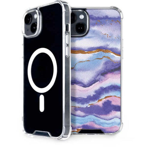Blue Violet Watercolor Geode iPhone 14 MagSafe Case