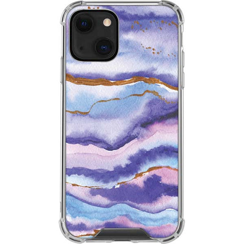 Blue Violet Watercolor Geode iPhone 14 Plus Clear Case