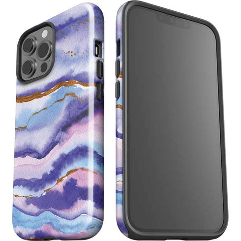 Blue Violet Watercolor Geode iPhone 15 Pro Max Impact Case