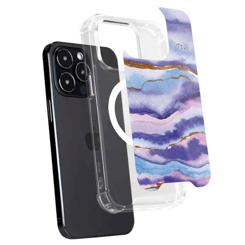 Blue Violet Watercolor Geode iPhone 14 Pro Max MagSafe Case