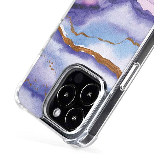 Blue Violet Watercolor Geode iPhone 15 Pro Max MagSafe Case