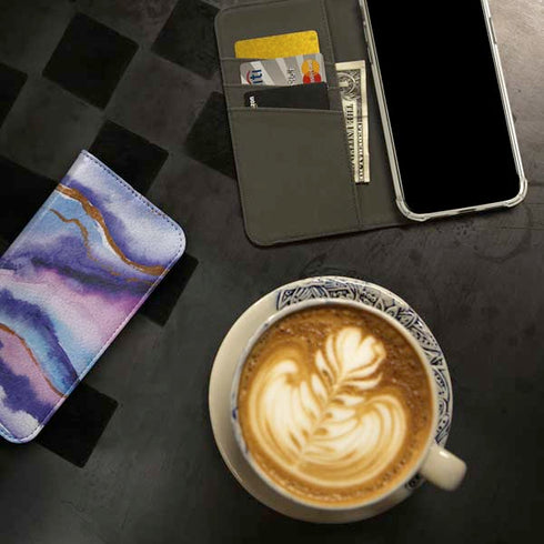 Blue Violet Watercolor Geode iPhone 15 Folio Case