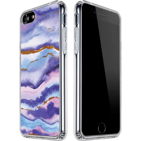 Blue Violet Watercolor Geode iPhone SE (2nd & 3rd Gen) Clear Case