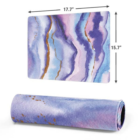 Blue Violet Watercolor Geode Gaming Mouse Pad