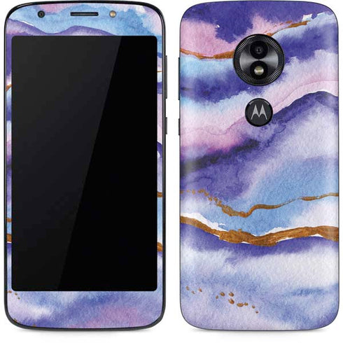 Blue Violet Watercolor Geode Moto E5 Play Skin