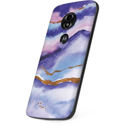 Blue Violet Watercolor Geode Moto E5 Play Skin