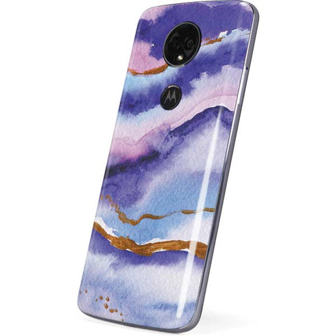 Blue Violet Watercolor Geode Moto E5 Plus Skin