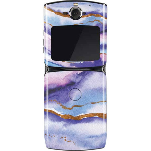 Blue Violet Watercolor Geode Motorola RAZR Skin