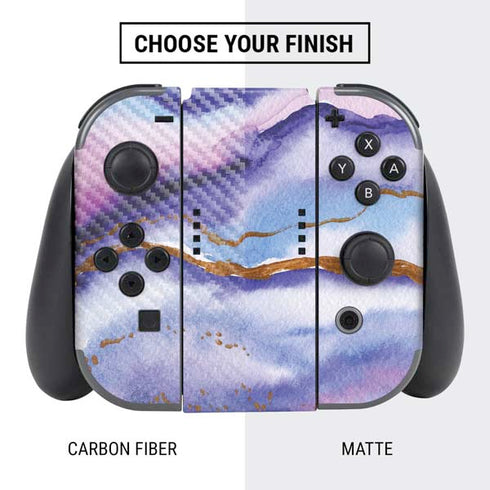 Blue Violet Watercolor Geode Nintendo Switch Bundle Skin