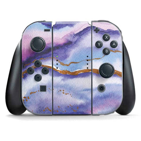 Blue Violet Watercolor Geode Nintendo Switch (2017-2021) Joy-Con Controller Skin