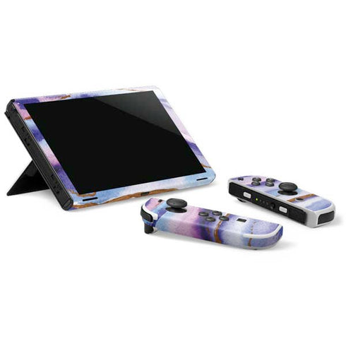 Blue Violet Watercolor Geode Nintendo Switch OLED (2021) Skin