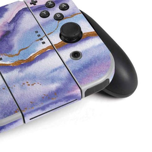 Blue Violet Watercolor Geode Nintendo Switch OLED (2021) Skin