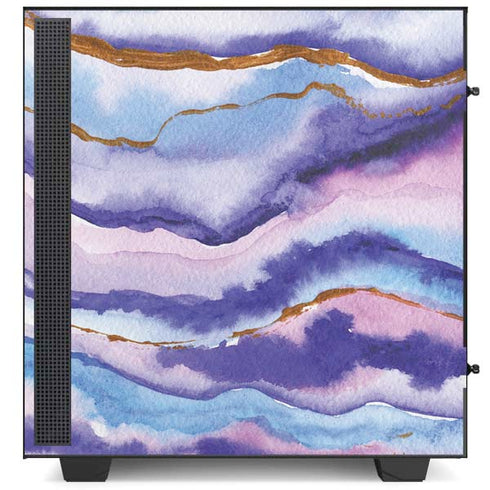 Blue Violet Watercolor Geode NZXT H510 Compact ATX Mid-Tower Case Skin
