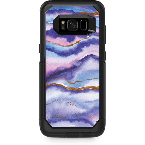 Blue Violet Watercolor Geode Otterbox Commuter Galaxy Skin