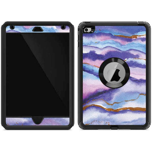Blue Violet Watercolor Geode Otterbox Defender iPad Skin