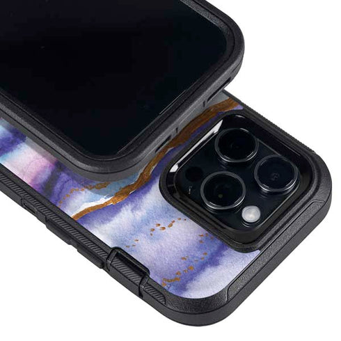 Blue Violet Watercolor Geode Otterbox Defender iPhone Skin