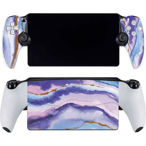 Blue Violet Watercolor Geode PlayStation Portal Remote Player Skin