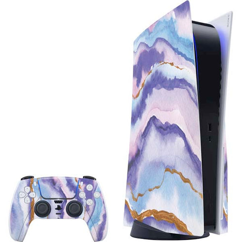 Blue Violet Watercolor Geode PS5 Bundle Skin