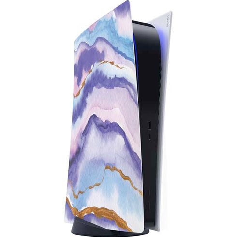Blue Violet Watercolor Geode PS5 Digital Edition Console Skin