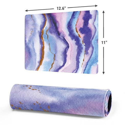 Blue Violet Watercolor Geode Gaming Mouse Pad