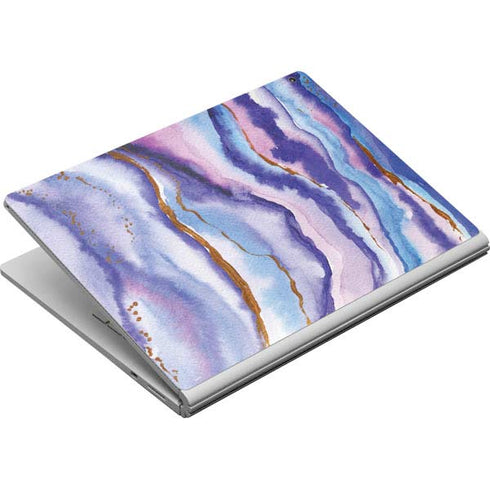 Blue Violet Watercolor Geode Surface Book Skin