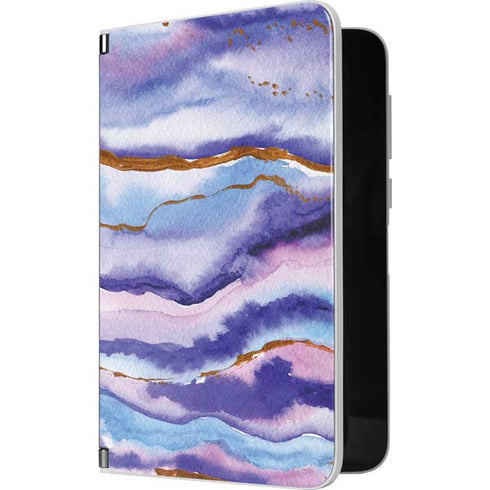 Blue Violet Watercolor Geode Surface Duo Skin