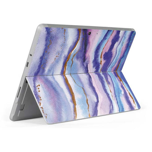 Blue Violet Watercolor Geode Surface Go Skin