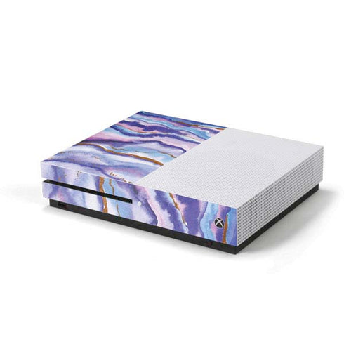 Blue Violet Watercolor Geode Xbox One S Console Skin