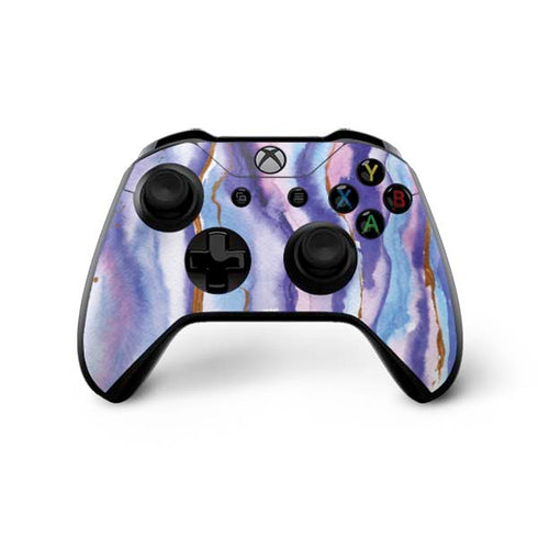 Blue Violet Watercolor Geode Xbox One X Controller Skin