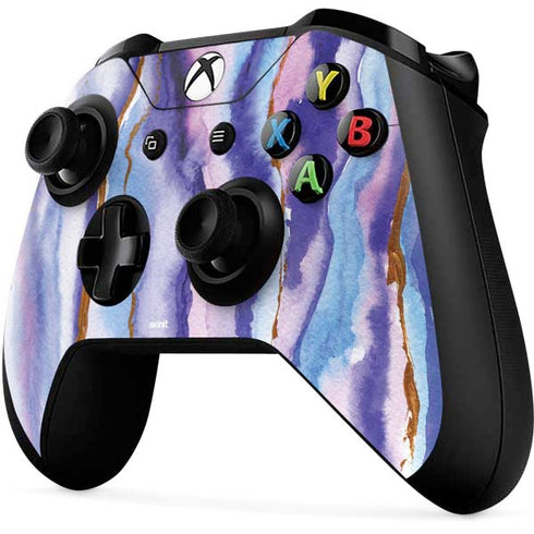 Blue Violet Watercolor Geode Xbox One X Controller Skin