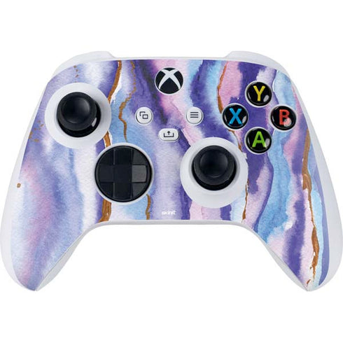 Blue Violet Watercolor Geode Xbox Series S Controller Skin