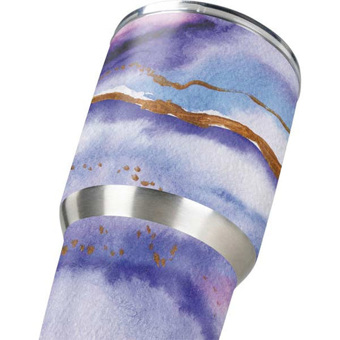 Blue Violet Watercolor Geode Yeti 30oz Rambler Tumbler Skin
