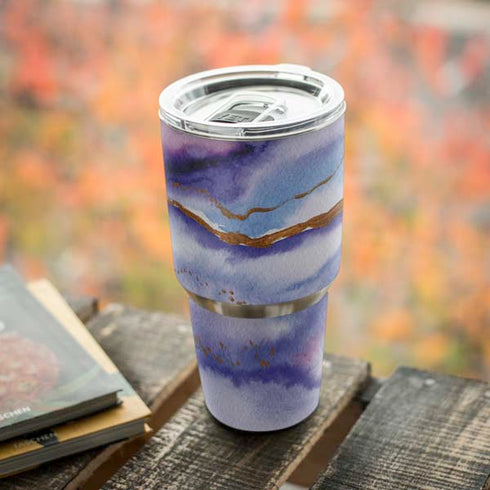 Blue Violet Watercolor Geode Yeti 30oz Rambler Tumbler Skin