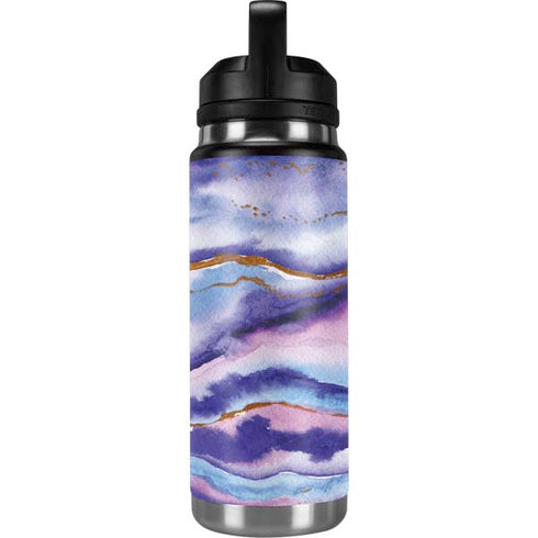 Blue Violet Watercolor Geode YETI Rambler 26oz Bottle Skin