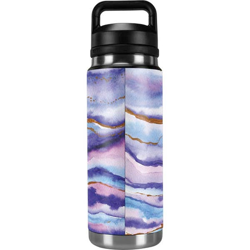 Blue Violet Watercolor Geode YETI Rambler 26oz Bottle Skin