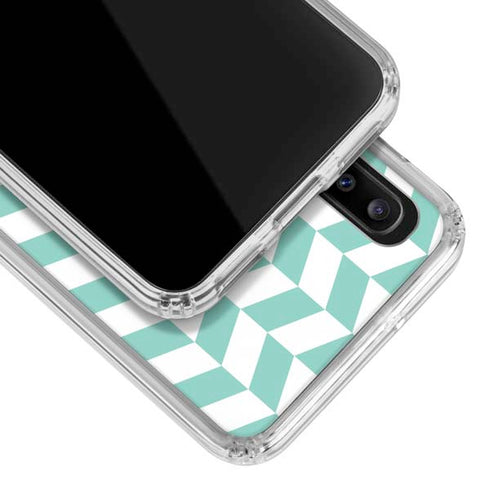 Blue White Chevron Galaxy A30 Clear Case
