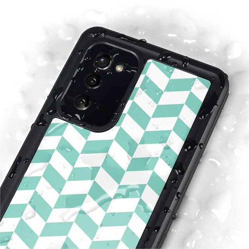 Blue White Chevron Galaxy Note20 5G Waterproof Case