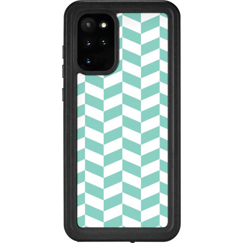 Blue White Chevron Galaxy S20 Plus Waterproof Case