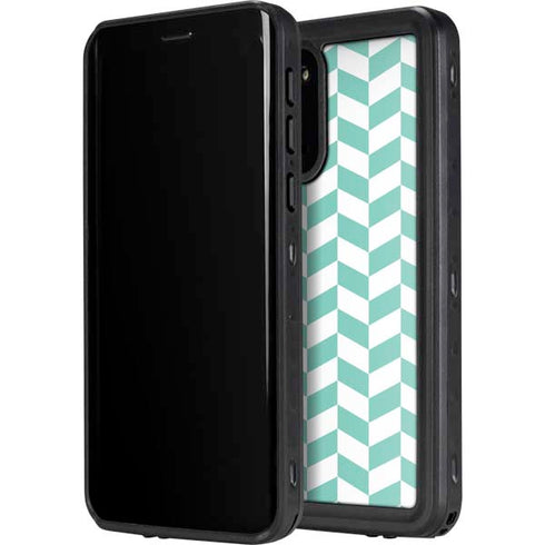 Blue White Chevron Galaxy S20 Plus Waterproof Case
