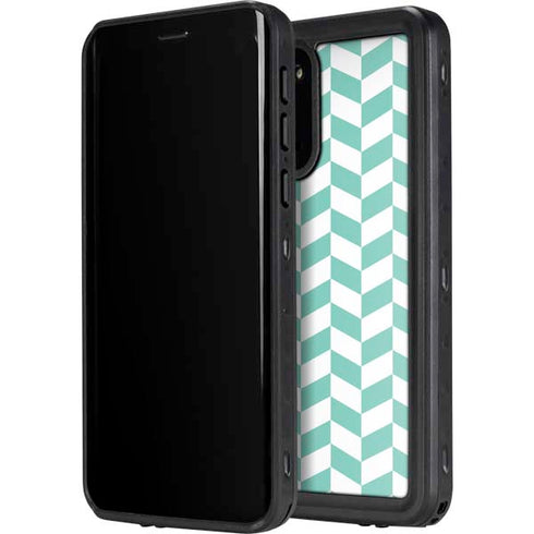 Blue White Chevron Galaxy S20 Waterproof Case