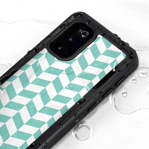 Blue White Chevron Galaxy S20 Waterproof Case