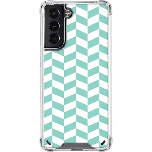 Blue White Chevron Galaxy S21 5G Clear Case