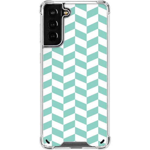Blue White Chevron Galaxy S21 Plus 5G Clear Case