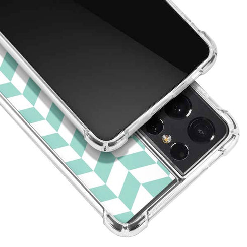 Blue White Chevron Galaxy S21 Ultra 5G Clear Case