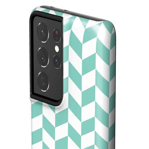 Blue White Chevron Galaxy S21 Ultra 5G Pro Case