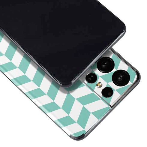 Blue White Chevron Galaxy S21 Ultra 5G Skin